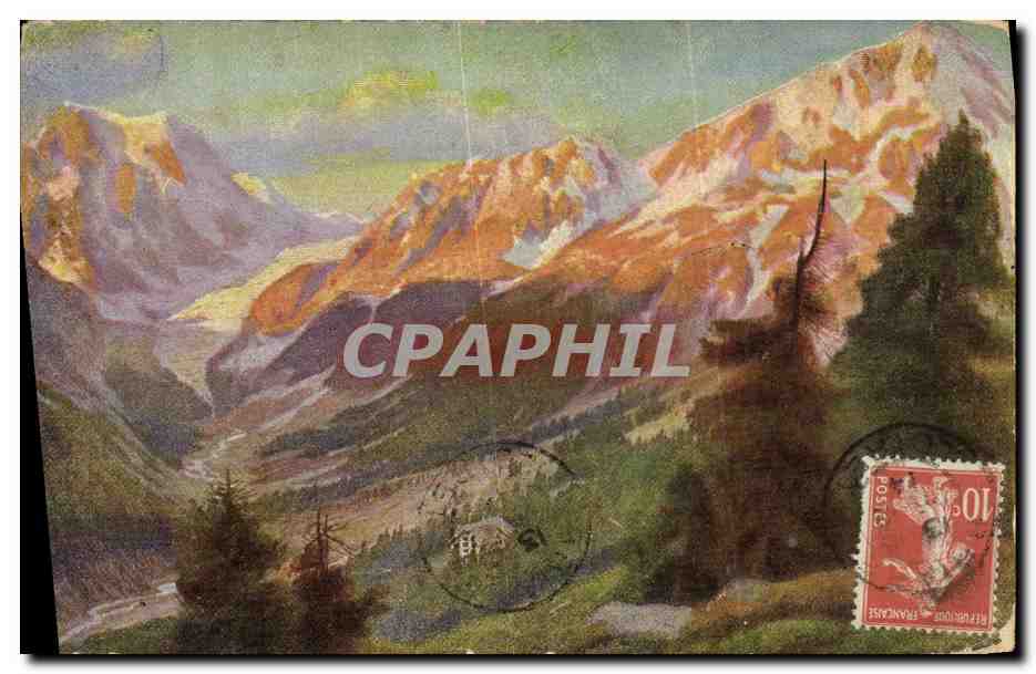 CPA Fantaisie Paysage de montagne