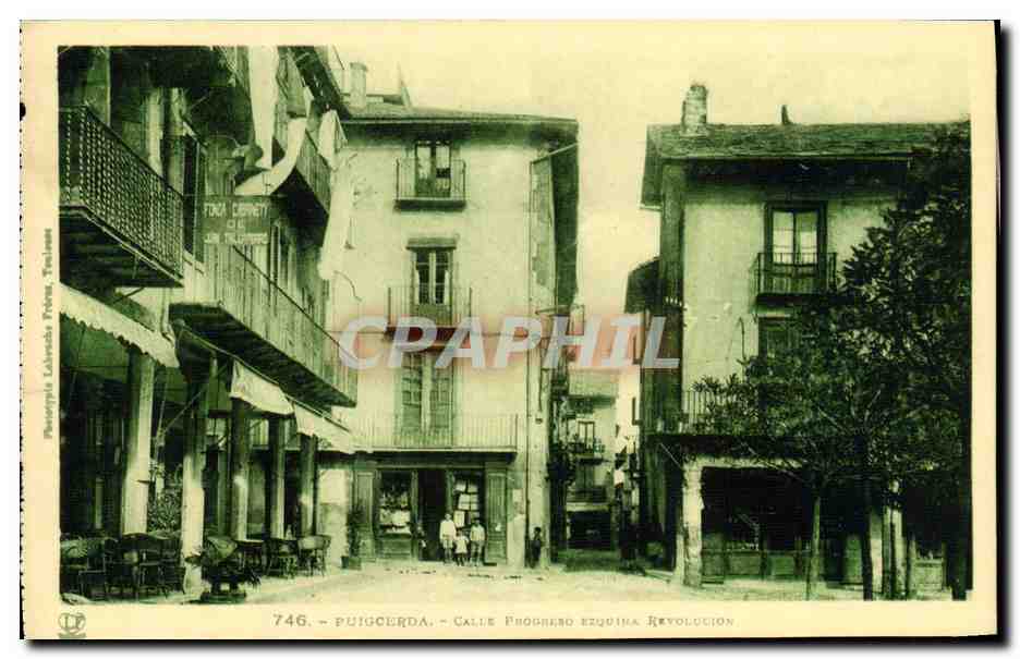 CPA Puigcerda Calle Progreso Ezquina Revolucion 