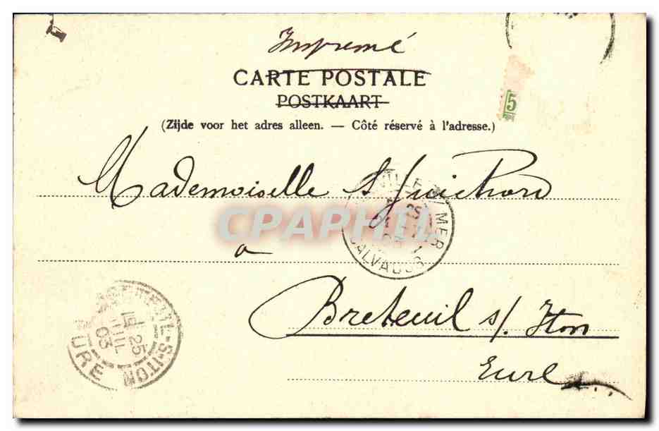 CPA Bruxelles Le Palais de Justice — Verso