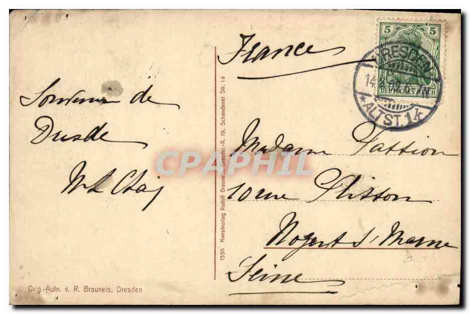 CPA Dresden Konigl Zwinger Nymphenbad — Rückseite