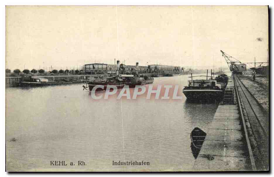 CPA Kehl a Rh Industriehafen Bateaux