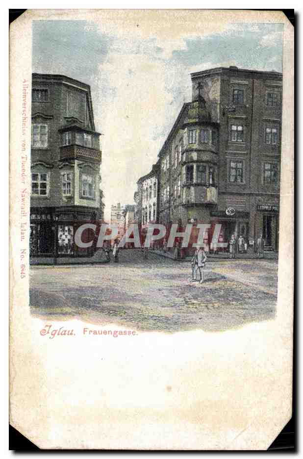 Eglau. Frauengasse — vue de rue avec bâtiments et passants — Allwetterbilder von Th. Sawall, Hann. No. 6445