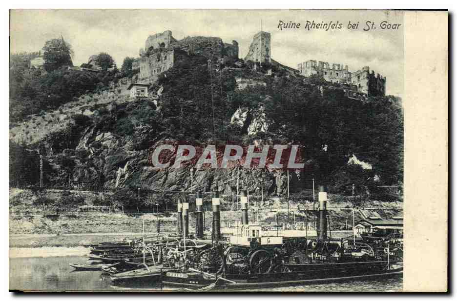CPA Ruine Rheinfels bei St Goar Bateaux