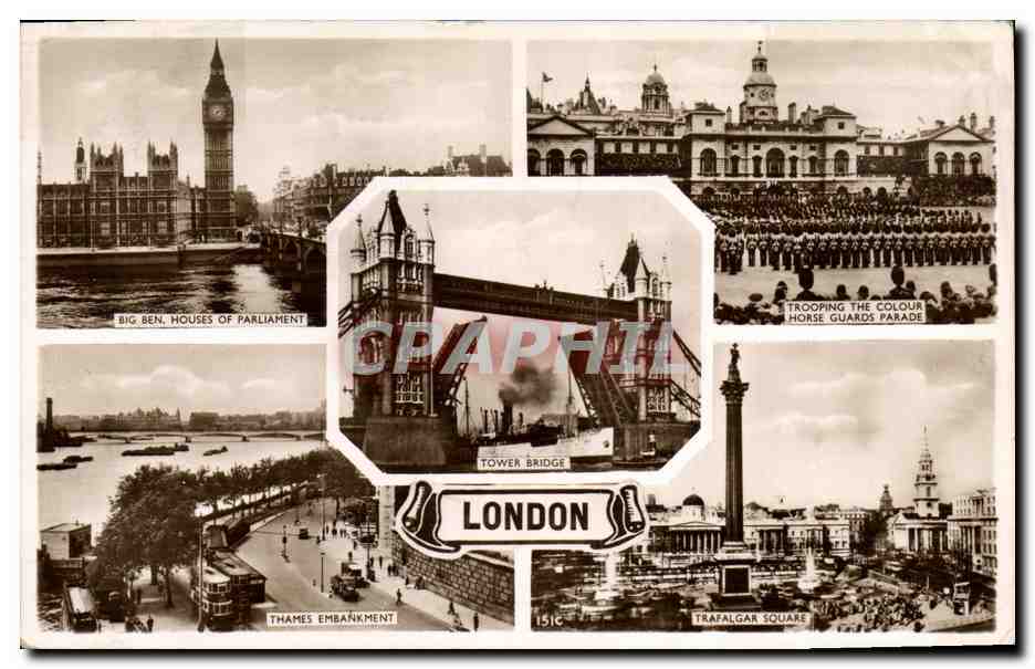 CPA London Big Ben Thams Embankment Trafalgar Square
