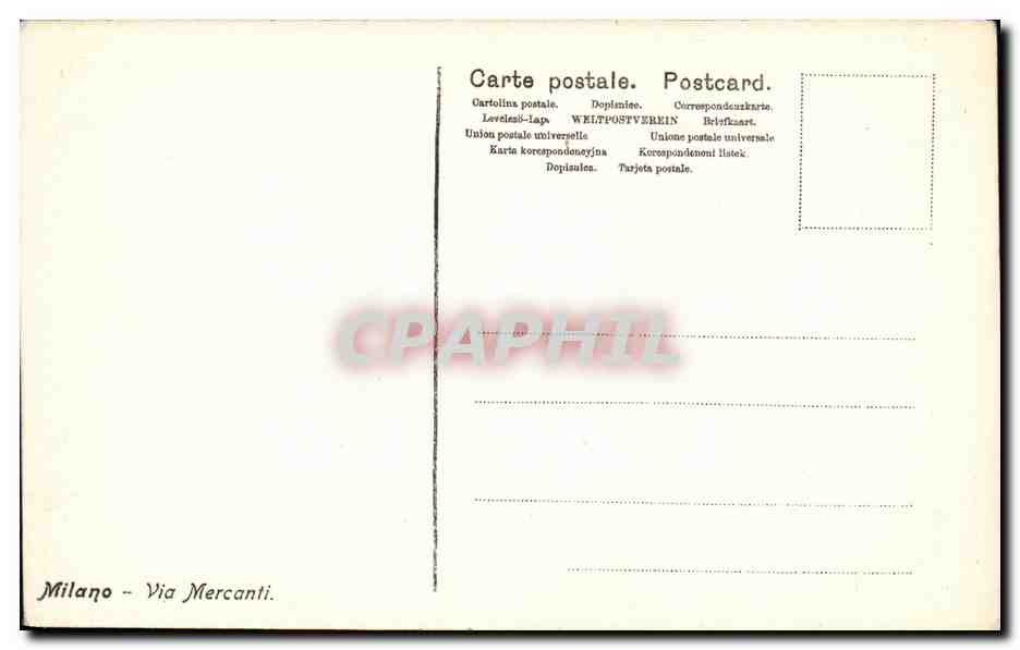 CPA Milano Via Mercanti — Rückseite