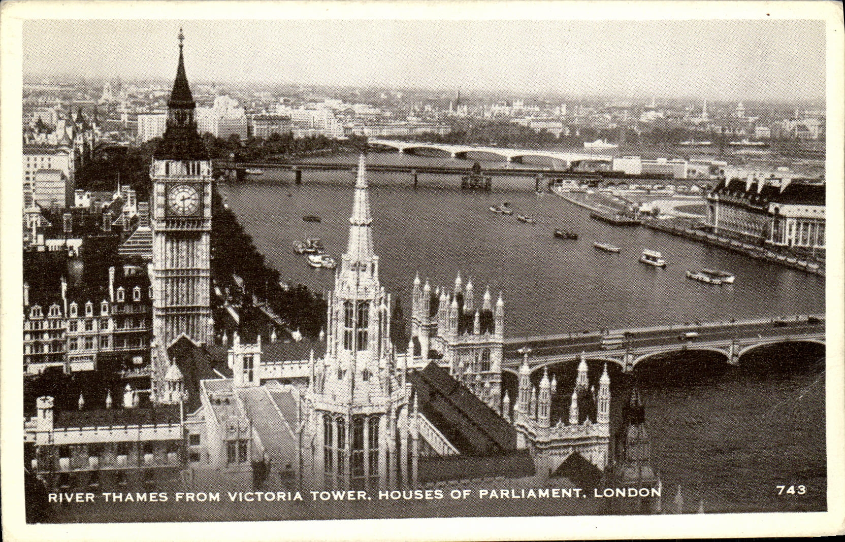 CPA River Thames From Victoria Tower Houses of Parliment London