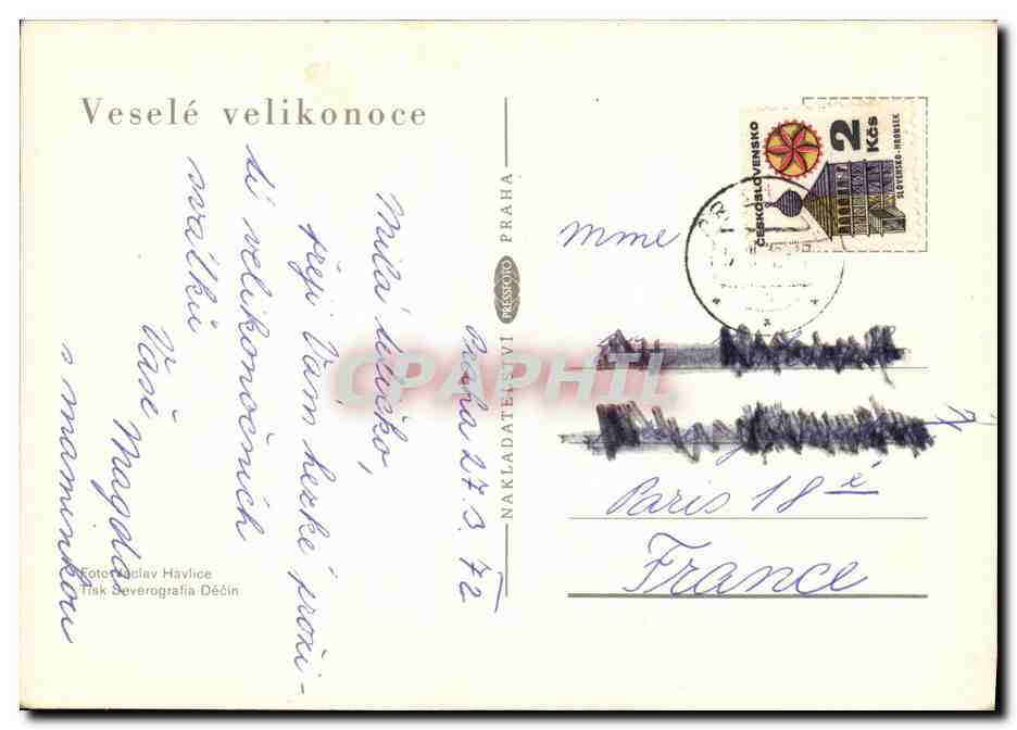 CPM Vesele velikonoce Oeufs Fleurs Tchequie — Rückseite