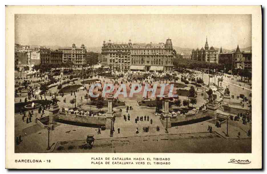 Plaza de Catalunya hacia el Tibidabo — vue panoramique — Zerromitz, n°18