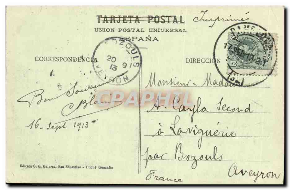 CPA San Sebastian Parque de Alderdieder y Playa — Verso