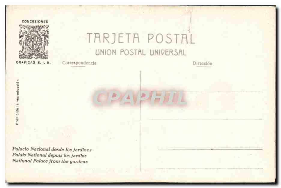 CPA Exposición Internacional de Barcelona 1929 Palais national depuis les jardins — Rückseite