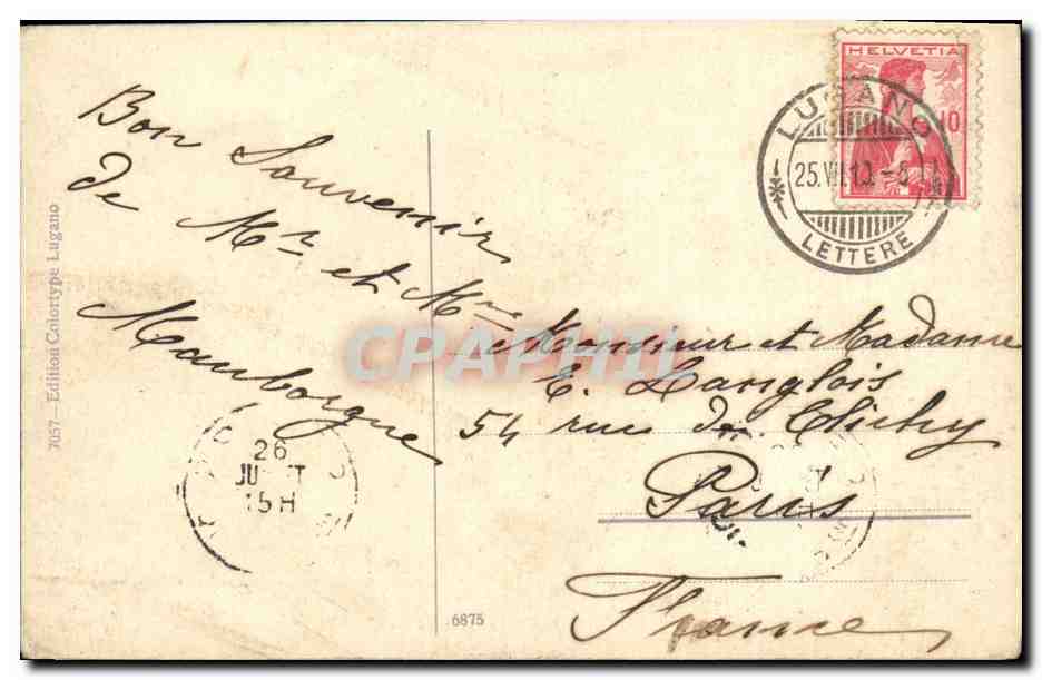 CPA San Mamette Veduta verso Albogasio e San Salvatore Lago di Lugano — Rückseite