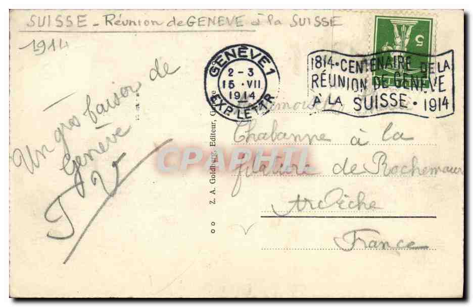 CPA Geneve Pont et Quai du Mont Blanc — Rückseite