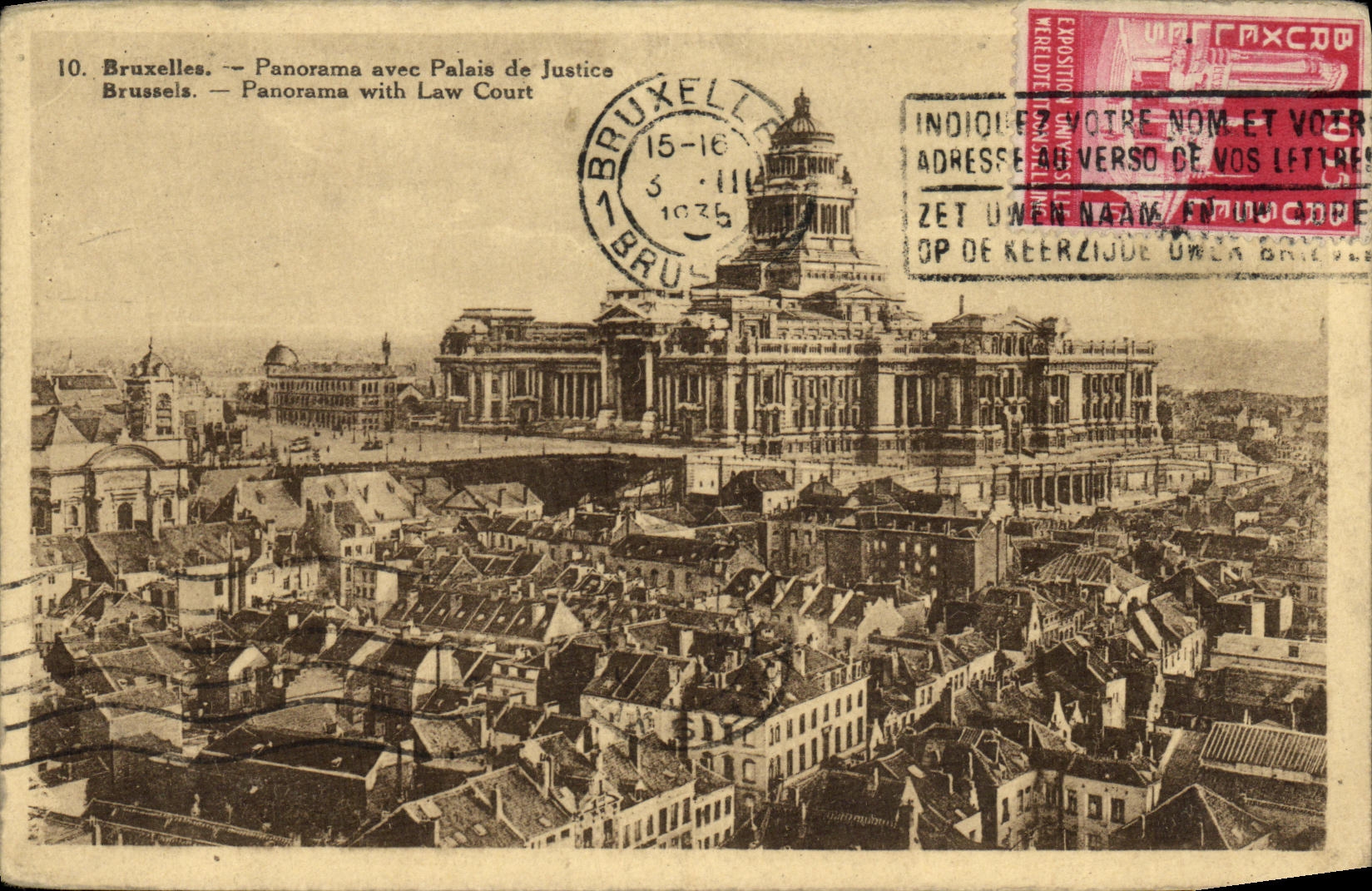 CPA Bruxelles Panorama avec Palais de Justice