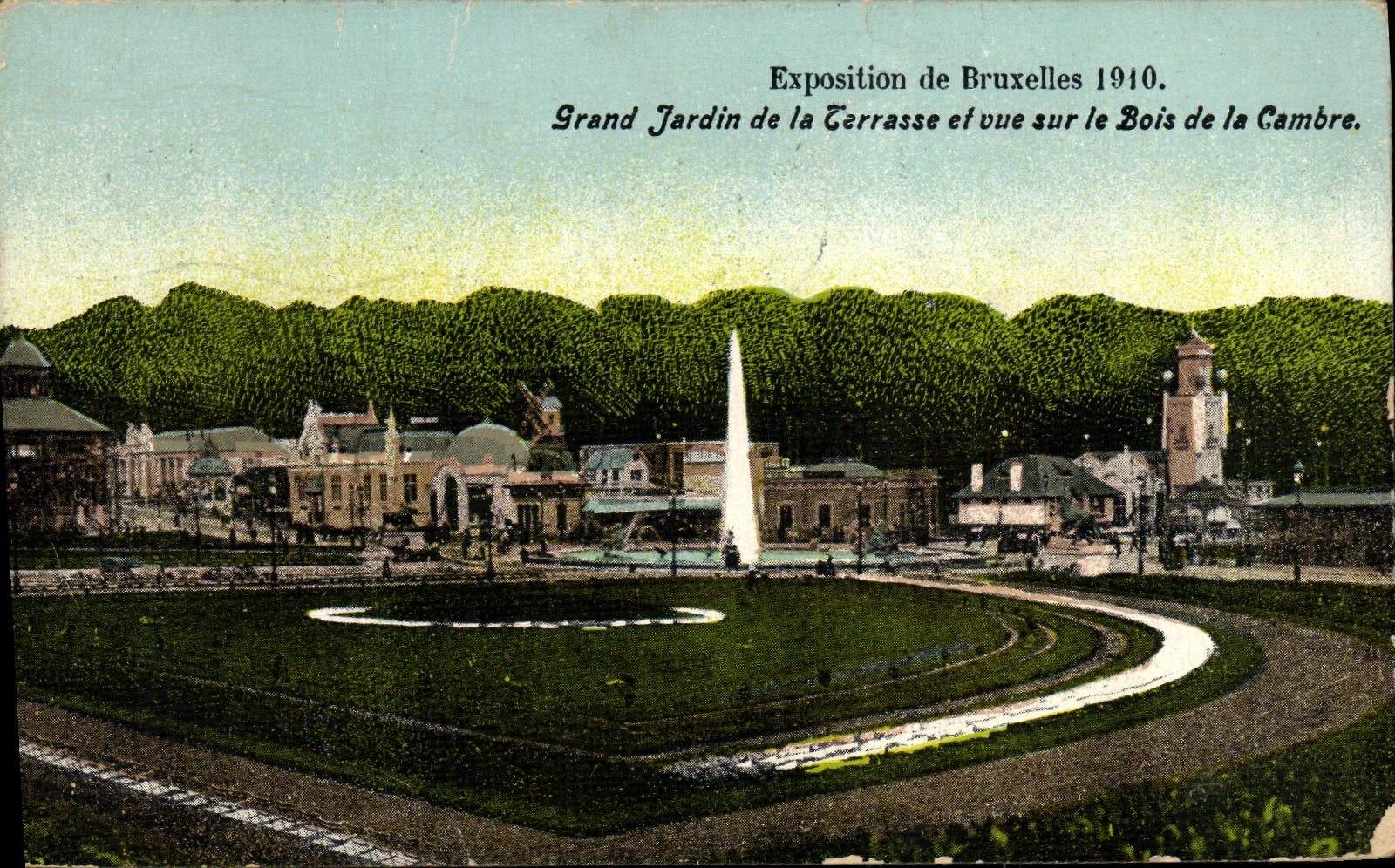 CPA Exposition de Bruxelles 1910 Grand Jardin de la Terrasse et vue sur le Bois de la Cambre