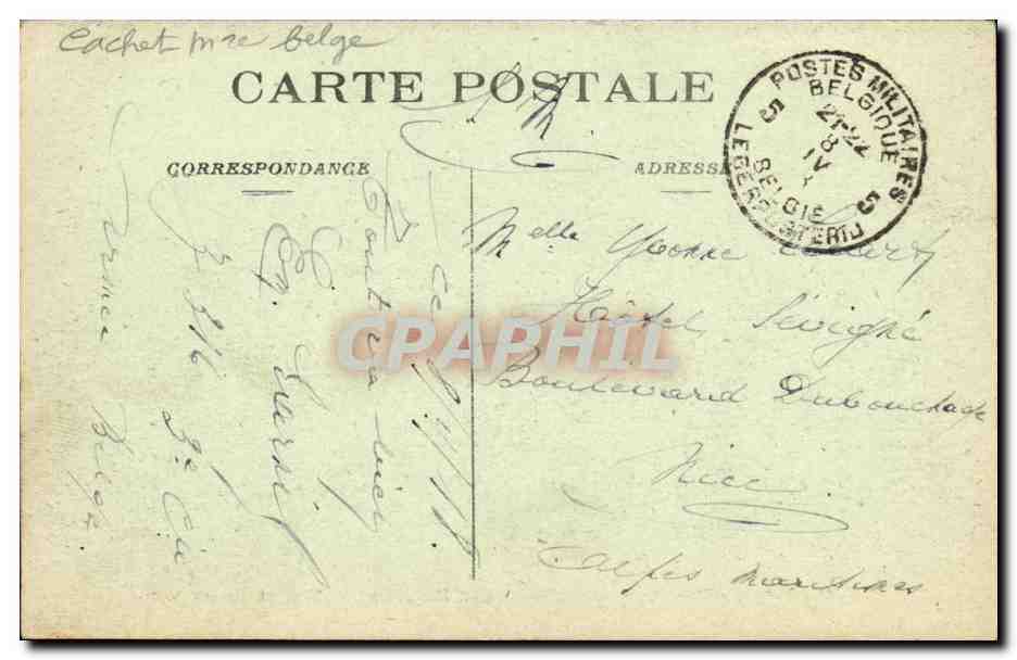 CPA Ypres La Halle aux Drapiers Militaria — Back