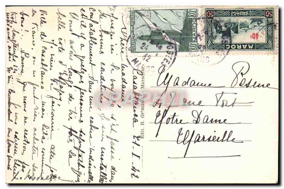 S/S ERIDAN — Compagnie des Messageries Maritimes — Souvenir de voyage — Achterkant