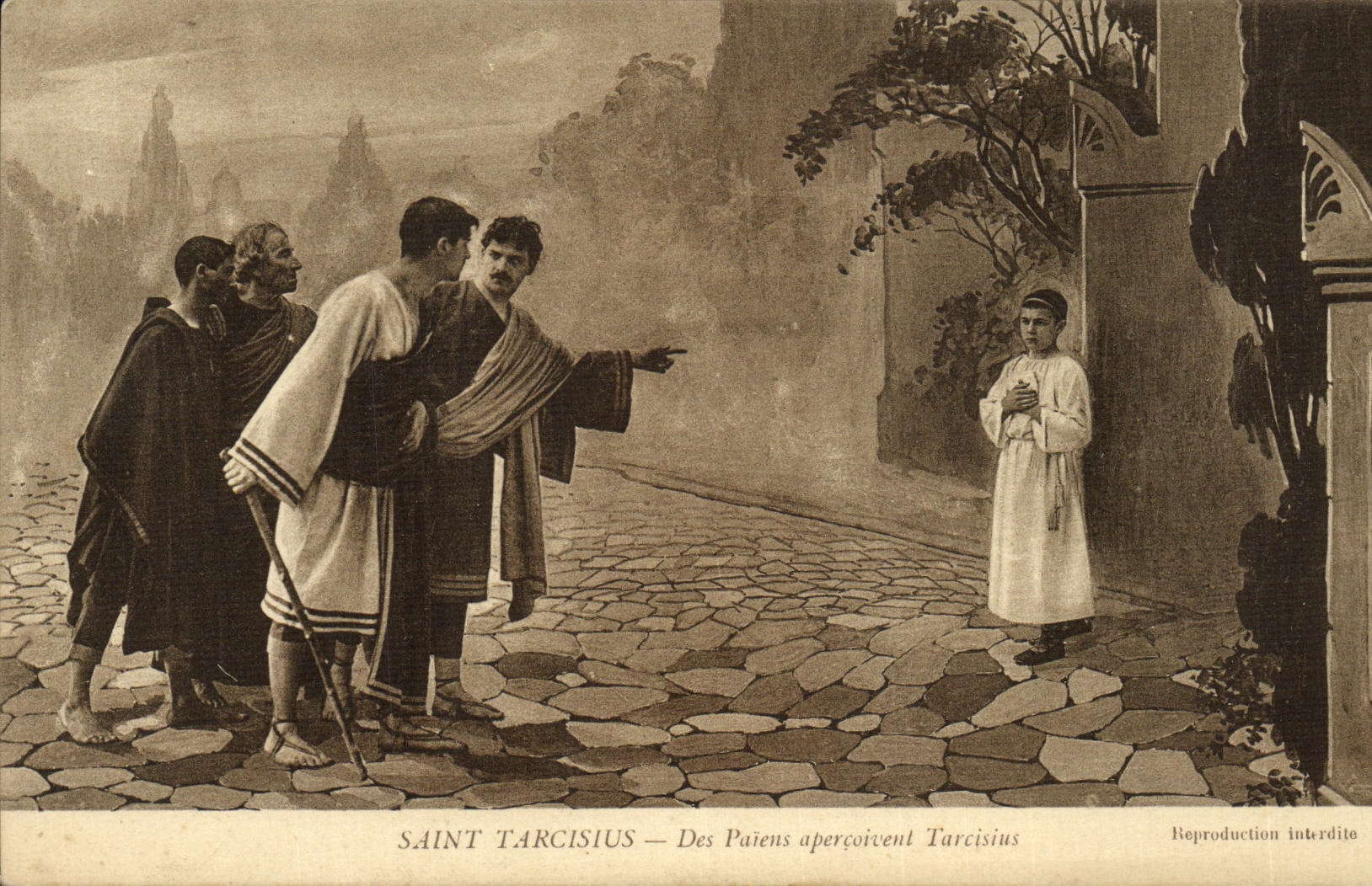 CPA Saint Tarcisius Des paiens apercoivent Tarcisius