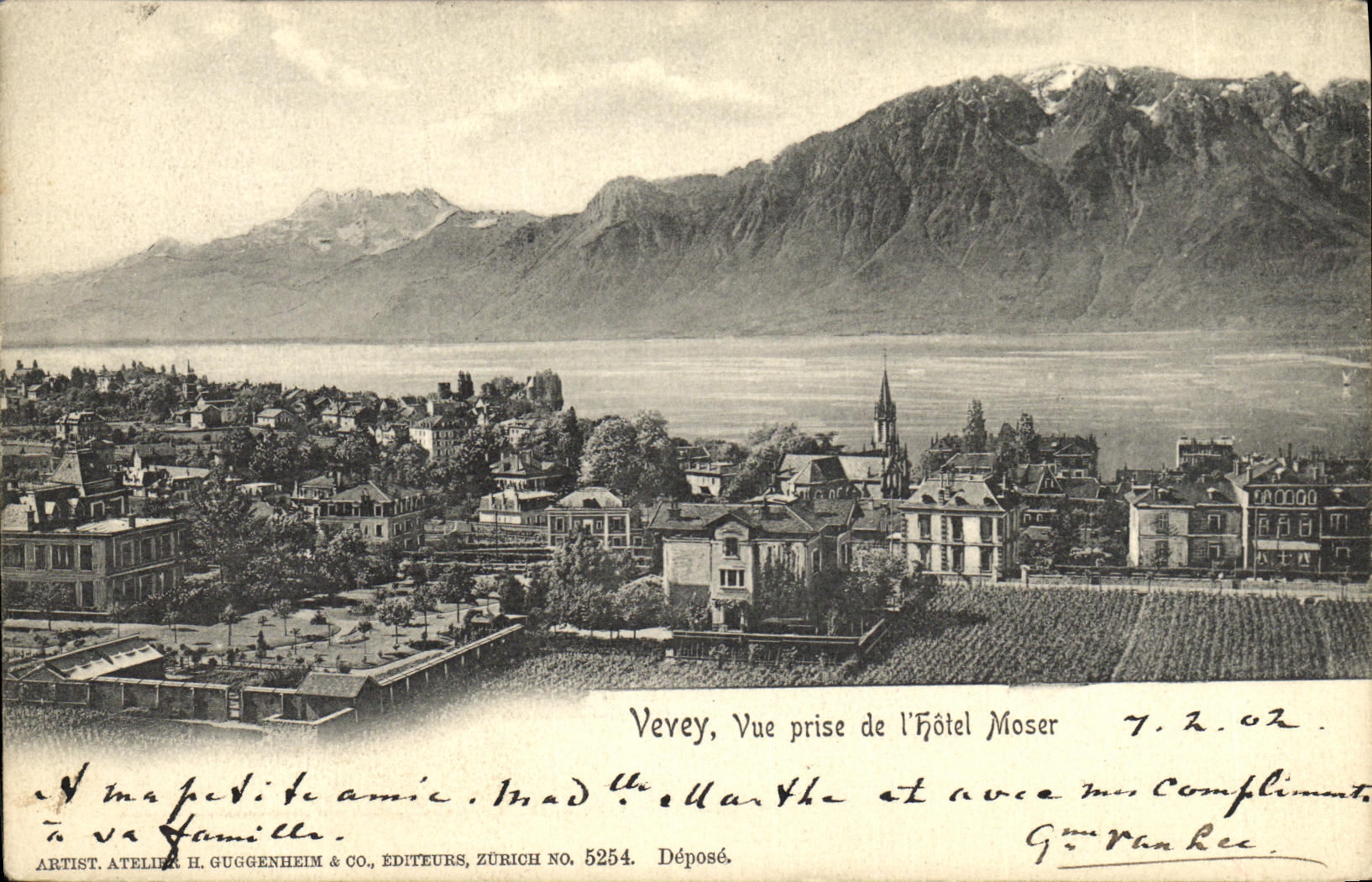 CPA Vevey Vue prise de l hotel Moser