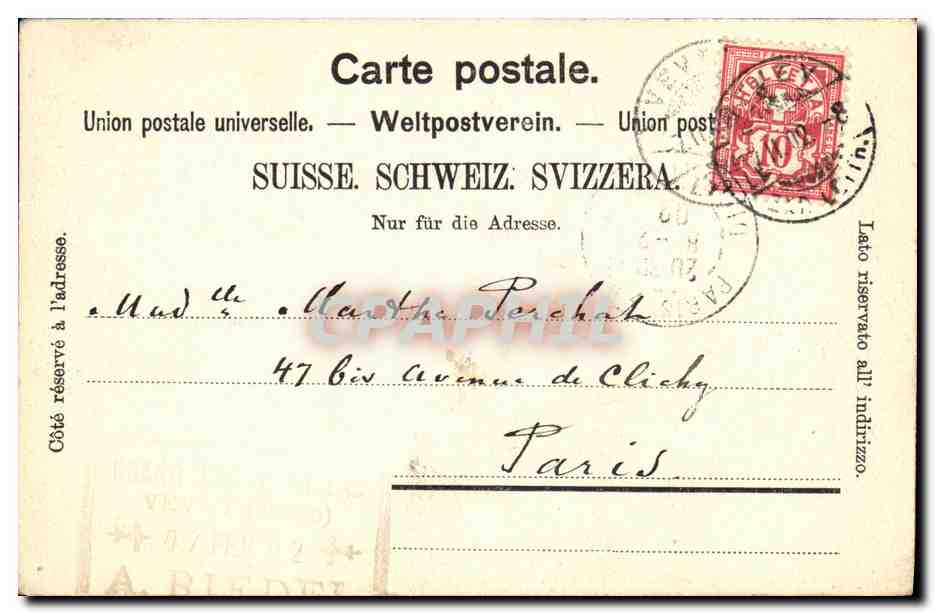 CPA Vevey Vue prise de l hotel Moser — Rückseite