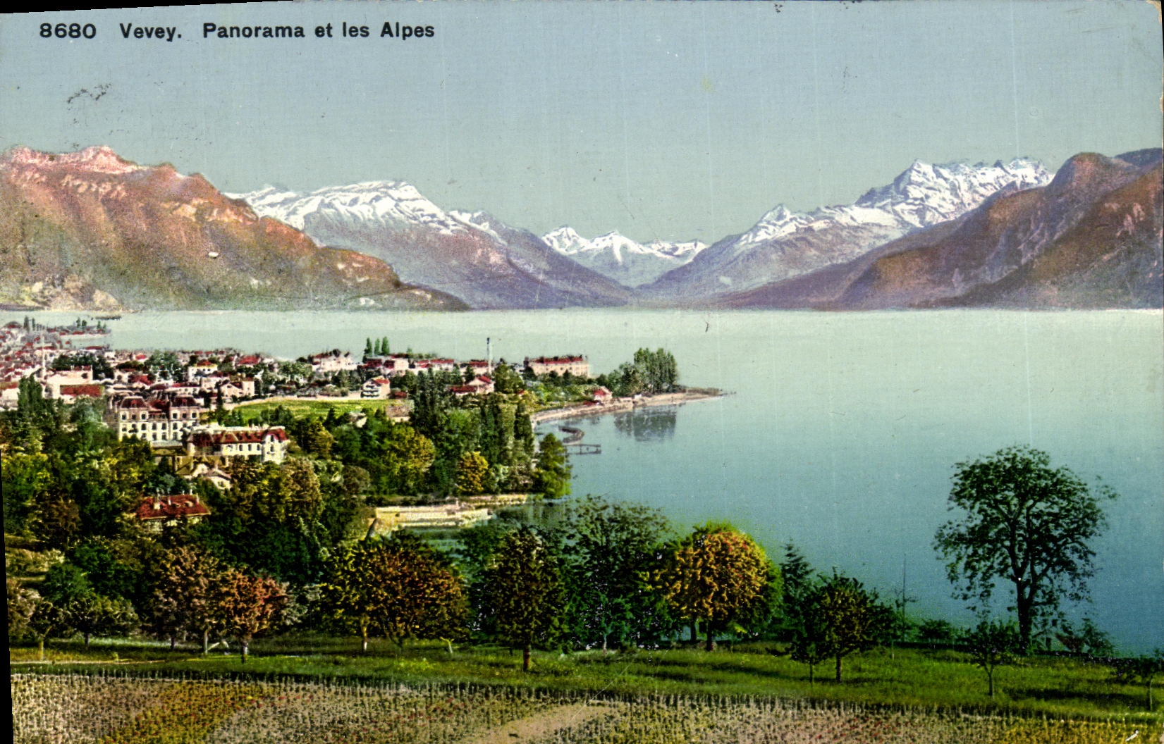 CPA Vevey Panorama et les Alpes