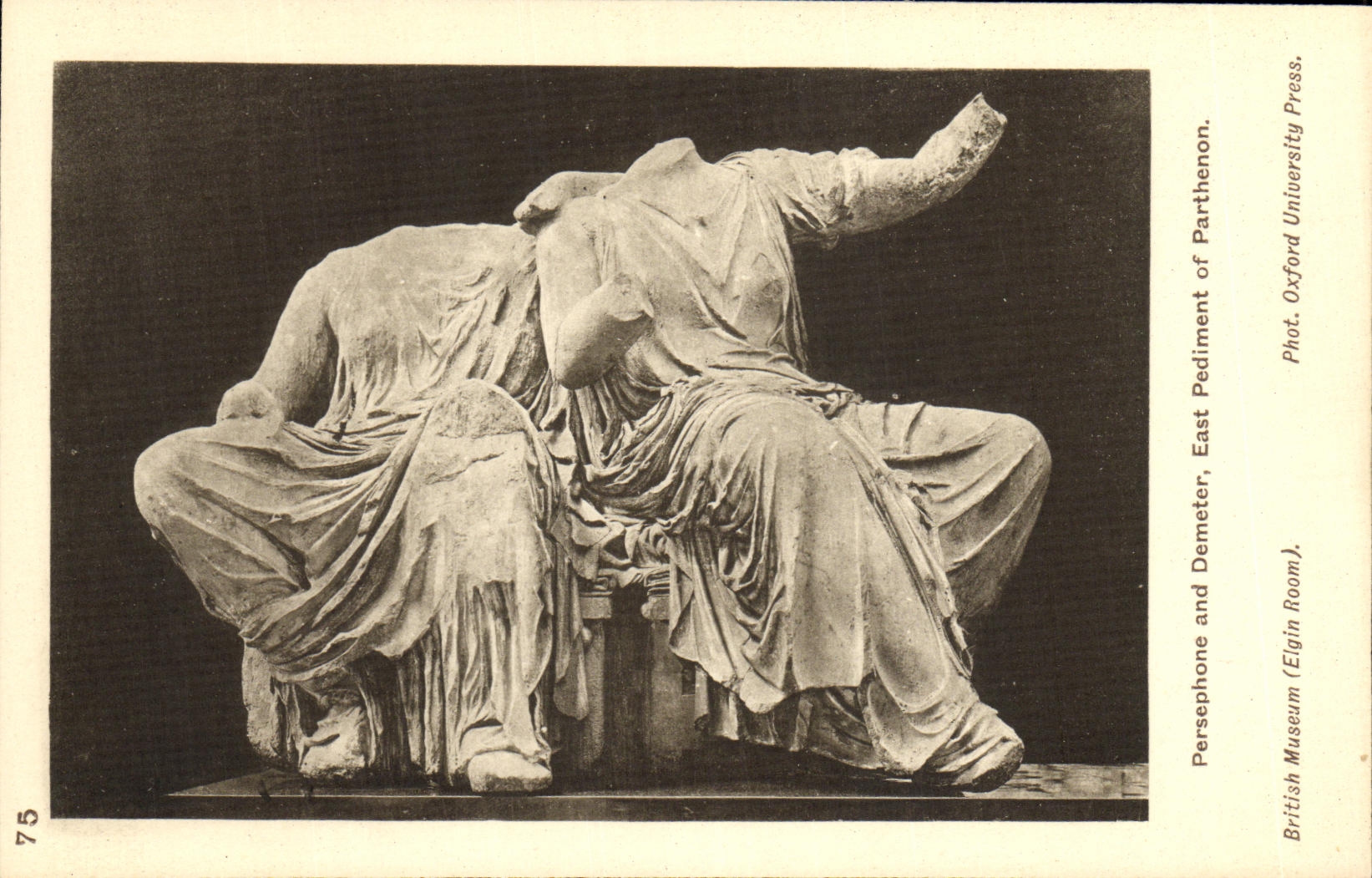 CPA Presephone and Demeter East Pediment of Parthenon British Museum