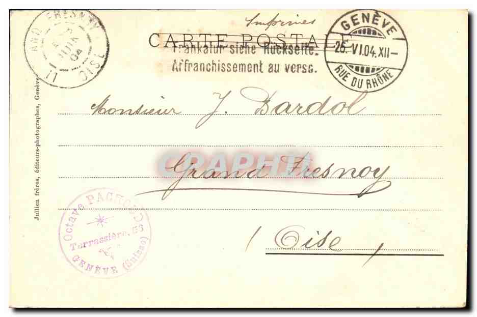 CPA Geneve Les mouettes — Rückseite