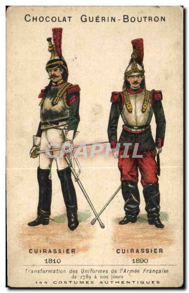 Chromo Chocolat Guerin Boutron Cuirassier 1810 1890 Militaria 