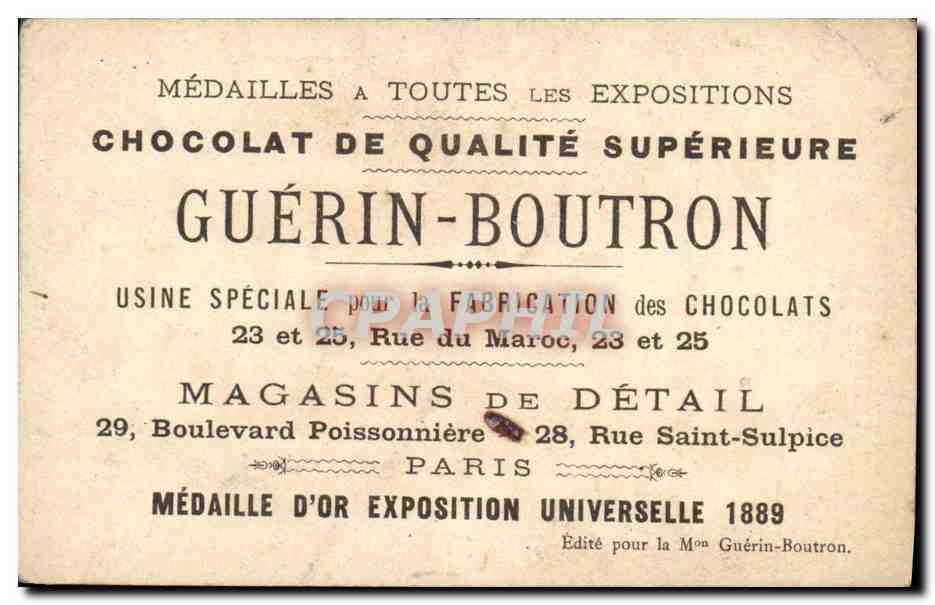 Chromo Chocolat Guerin Boutron Chasseur a cheval 1846 1890 Militaria — Verso