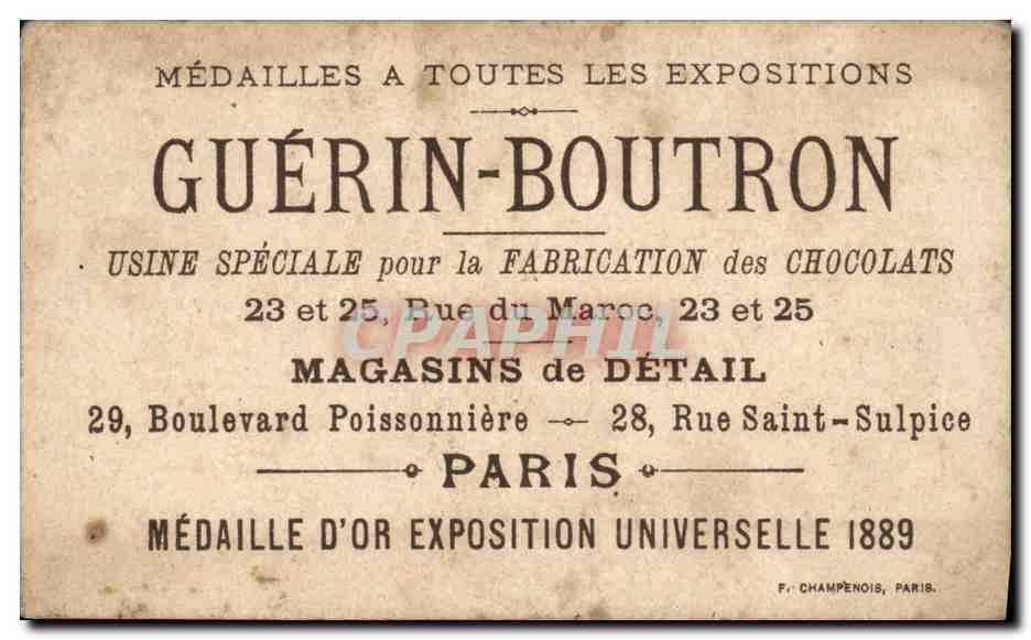 Chromo Chocolat Guerin Boutron — Verso