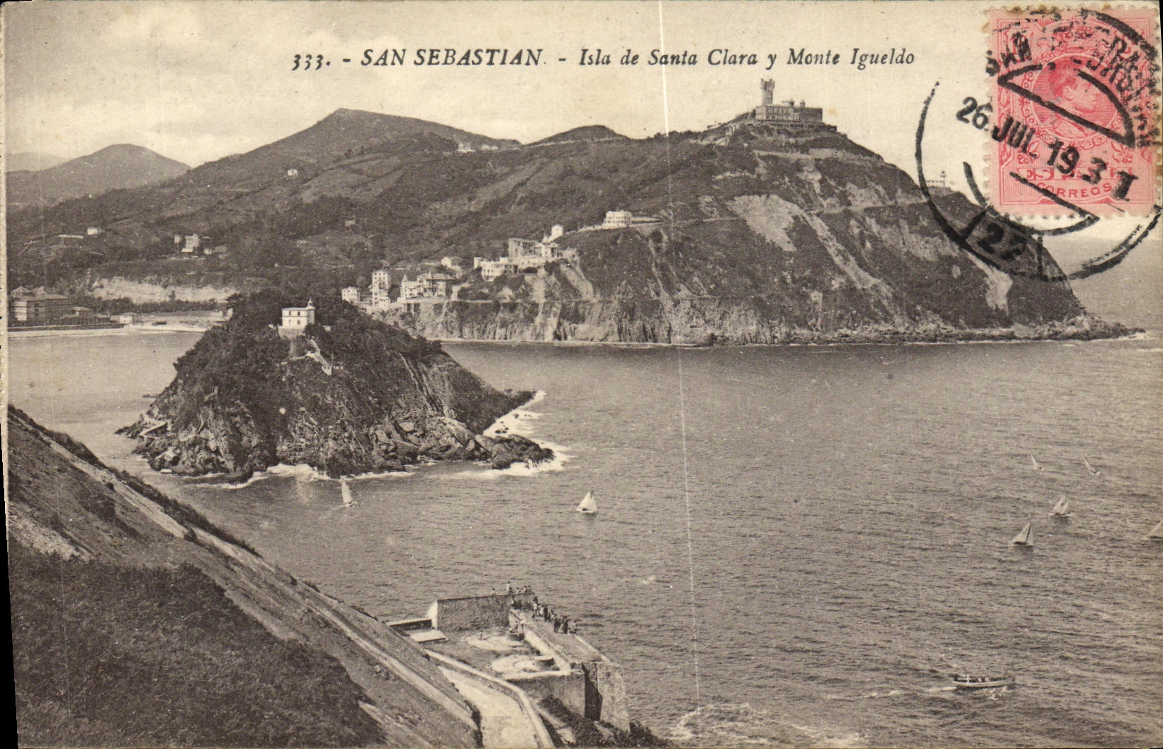 San Sebastián — Isla de Santa Clara y Monte Igueldo — éditeur San Sebastián, n° 333