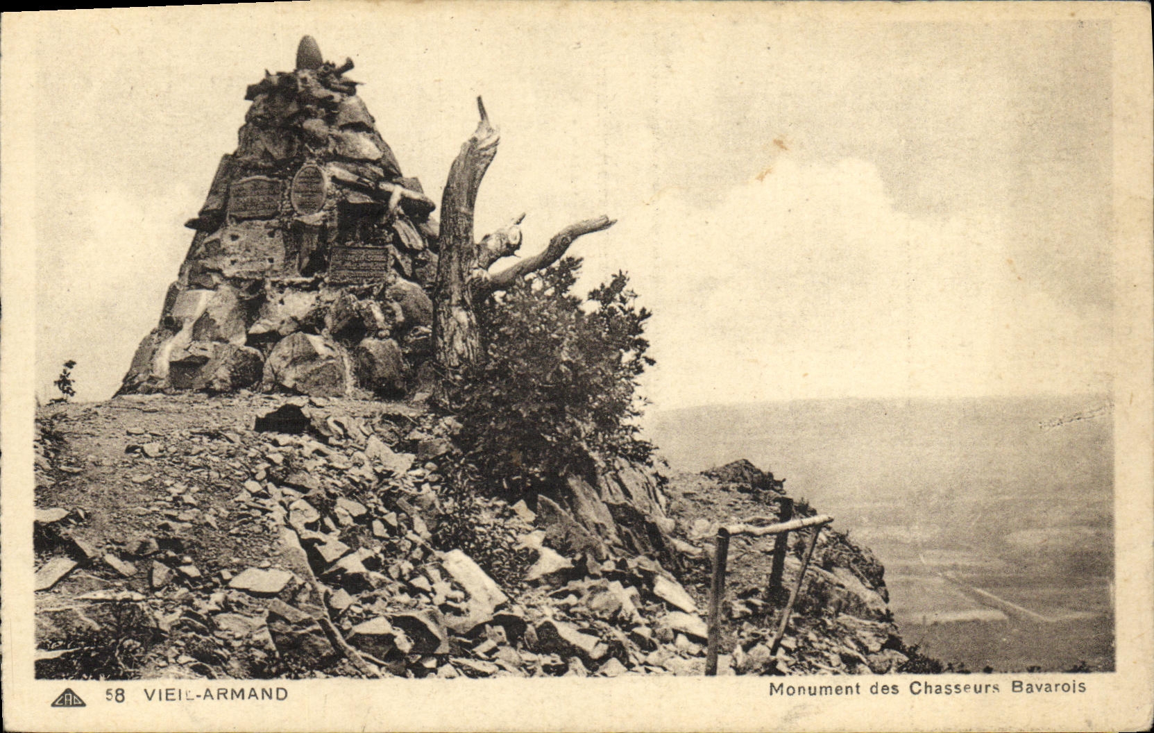 Vieil-Armand — Monumento dei Cacciatori Bavari — editore Cartolina d'epoca