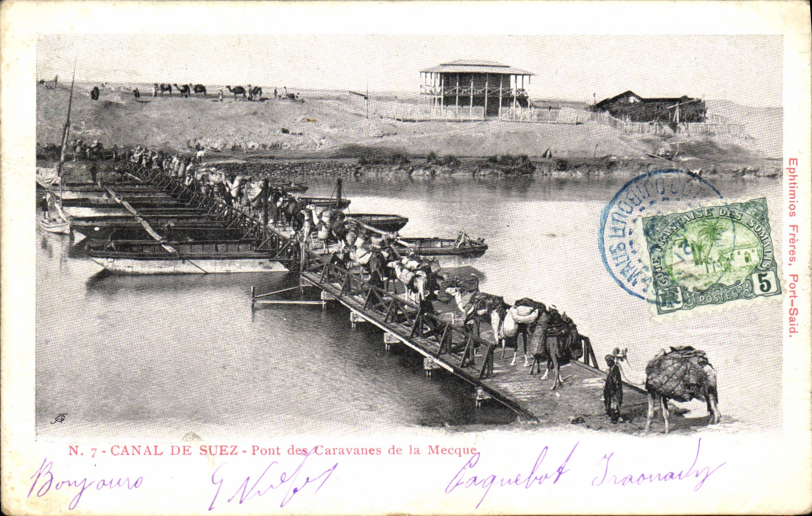 CPA Canal De Suez Pont des Caravanes de la Mecque Cote des Somalis Egypte Djibouti