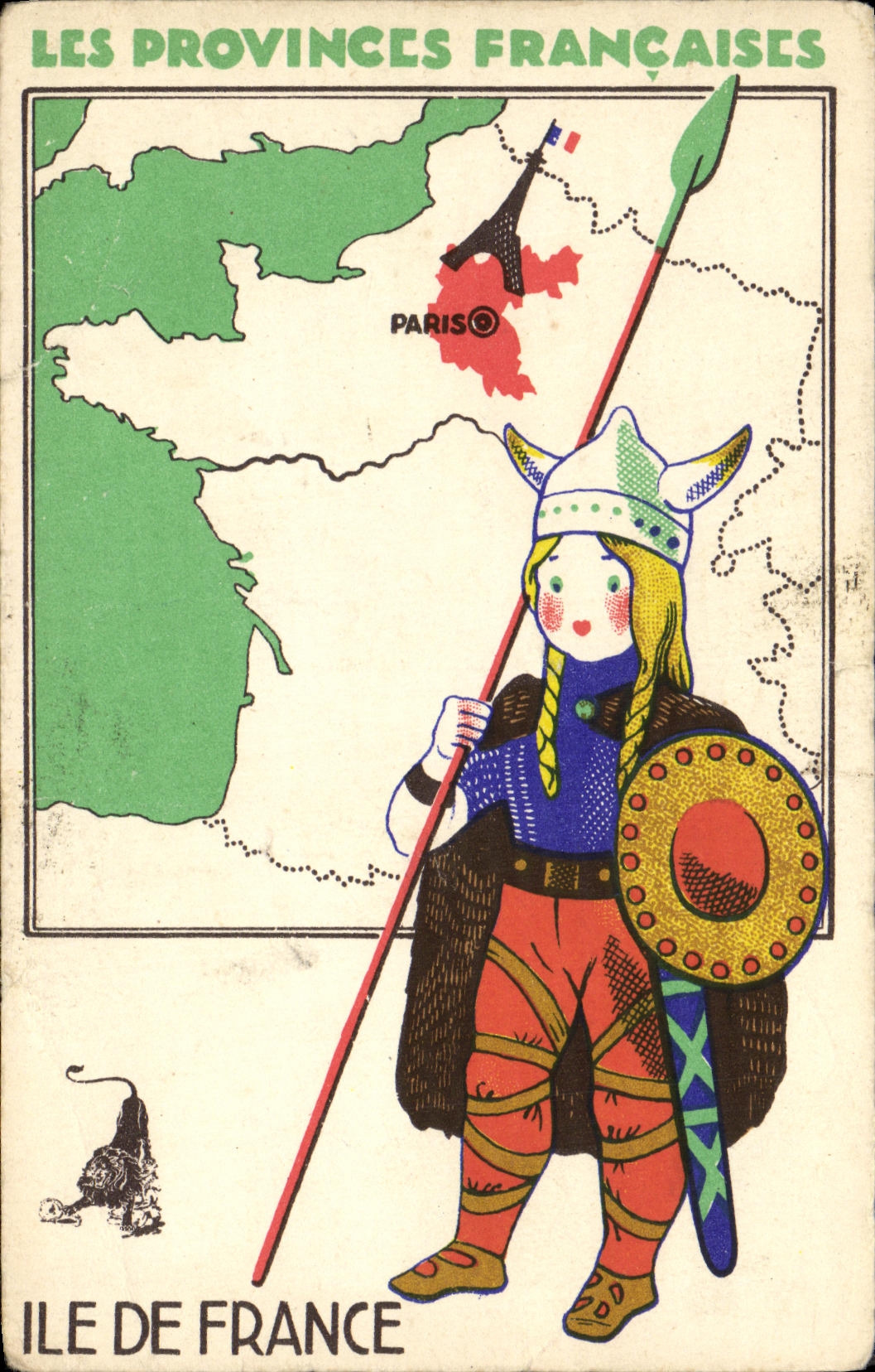 Île-de-France — carte postale illustrée — Édition Spéciale des Produits du Lion Noir