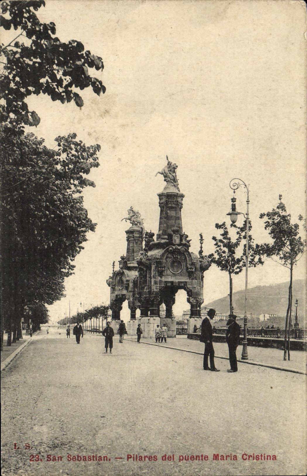 CPA San Sebastion Pilares dei Puente Marie Cristina