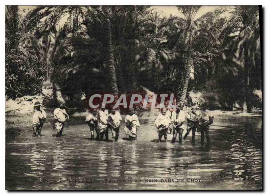 CPA Scenes Et Types Yaouleds au bain dans un Chot Enfants