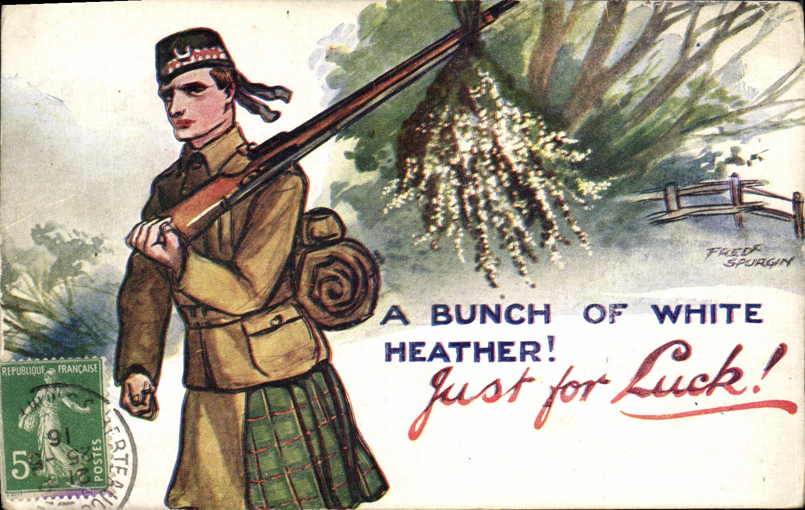 CPA A Bunch Of White Heather Militaria Spurgin 