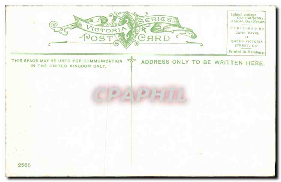 Chine Avenue — Shanklin, Isle of Wight — Victoria Post Card Series, n°2566 — Rückseite