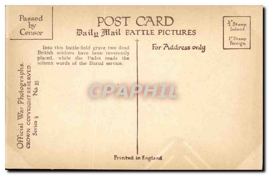 CPA The Burial Two British Soldiers on The Battlefield Militaria  — Rückseite
