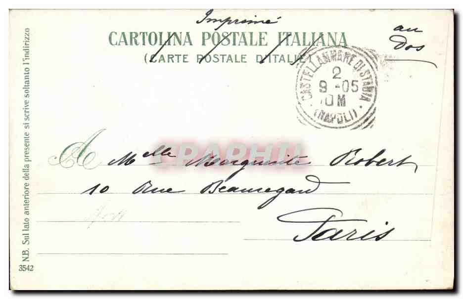 CPA Castellammare di Stabia Giardini pubblici e cassa armorica — Rückseite