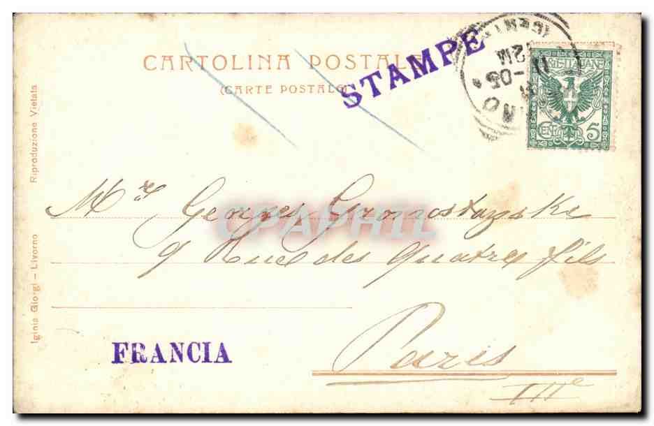 CPA Livorno Stabilimento bagni Montecatini al Mare — Rückseite