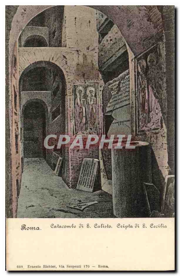 CPA Roma Catacomle di Calisto Cripta di S Cecilia 