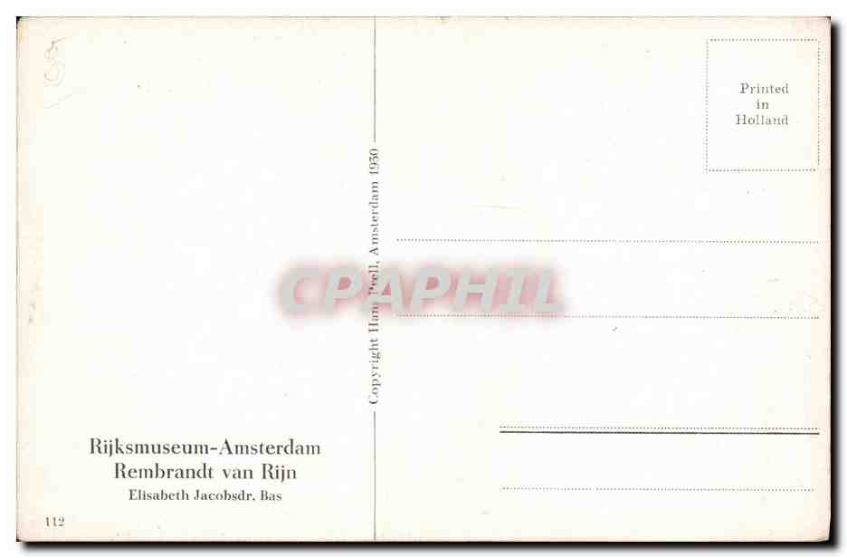 CPA Rijksmuseum Amsterdam Rembrandt Van Rijn Elisabeth Jacobsdr — Verso