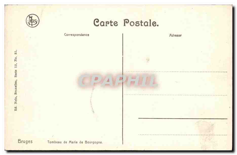 CPA Bruges Tombeau de Marie de Bourgogne — Rückseite