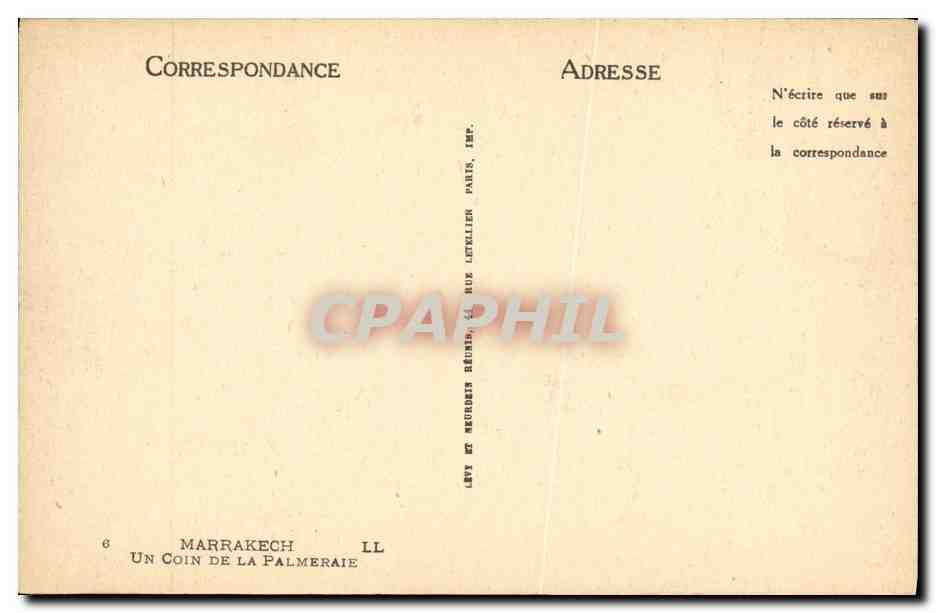 CPA Marrakech Un Coin De La Palmeraie — Rückseite