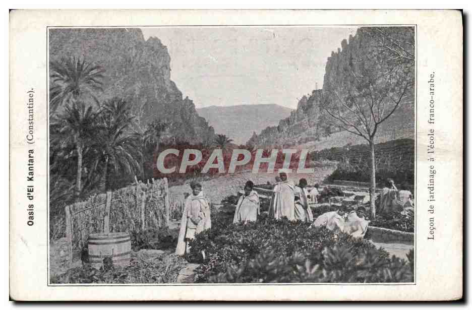 Oasis d'El Kantara (Constantine) — Leçon de jardinage à l'école franco-arabe