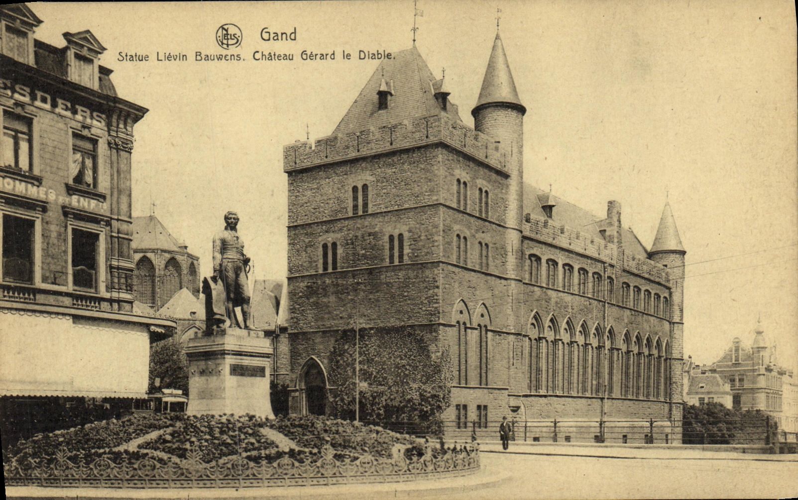 Gand — Statue von Liévin Bauwens und Schloss Gérard le Diable — Ern. Thilli, Brüssel, Serie S Nr. 52