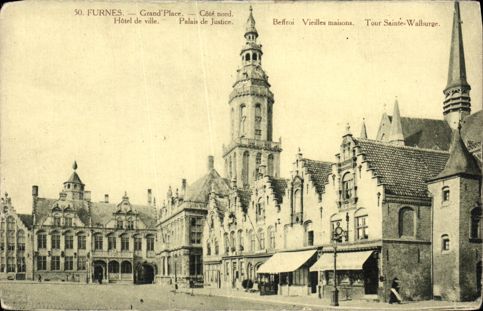 CPA Furnes Grand Place Cote Nord Hotel de Ville Palais de Justice