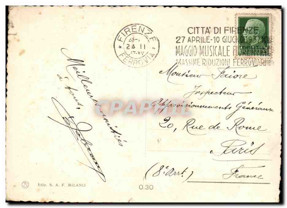 CPA Firenze Staione ferroviaria — Rückseite