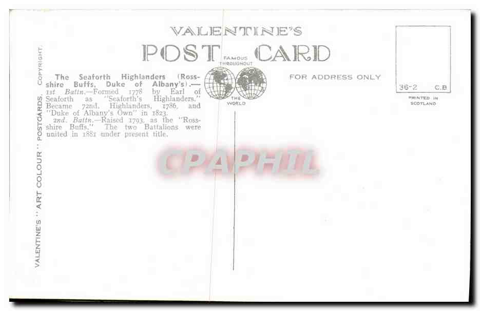 CPA The Seaforth Highlanders Officer and Sergeant Militaria  — Verso