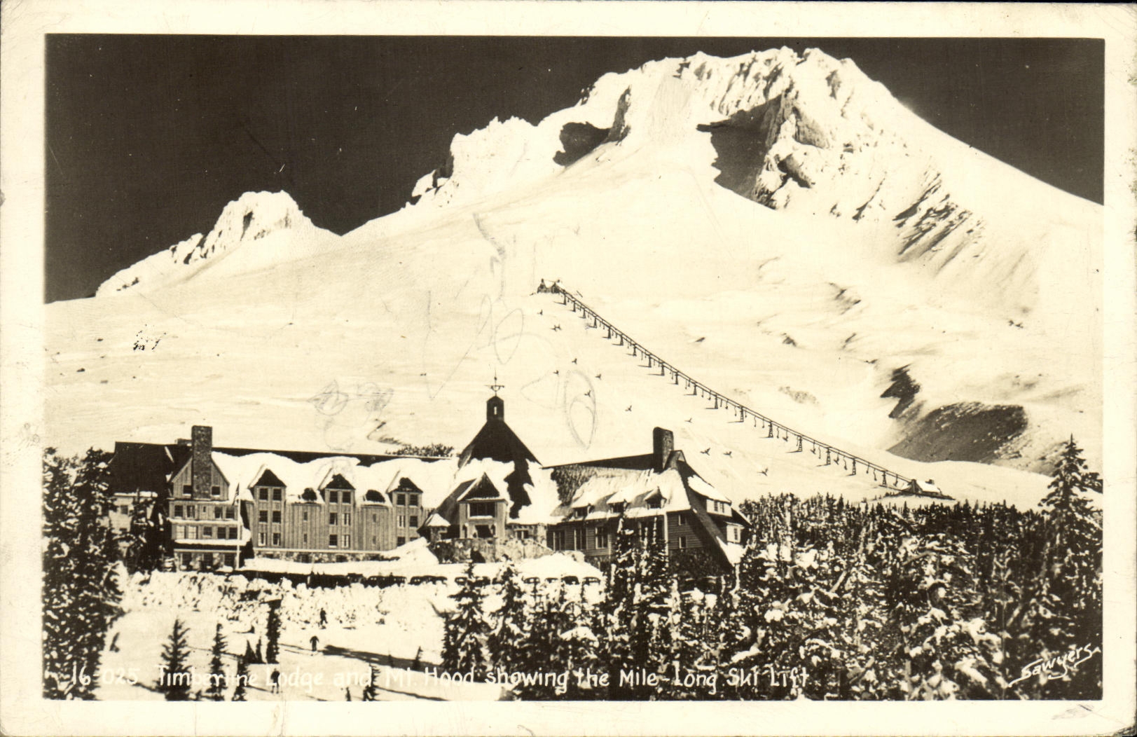 CPA Timberline lodge Mt Hood showing the Mile long ski lift 